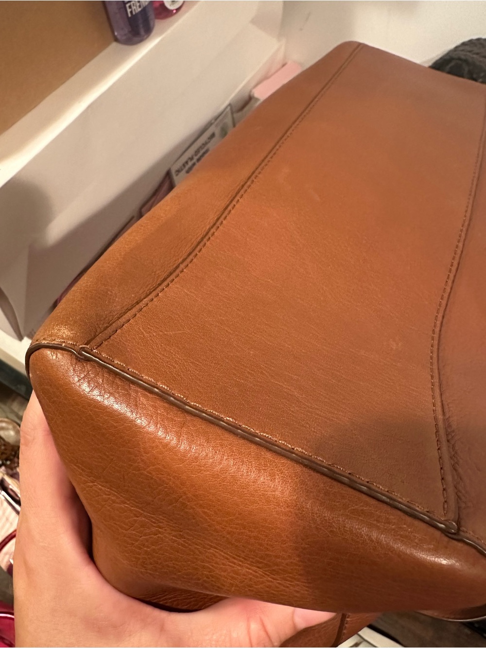 Fossil Leather Tote in Cognac Brown - Picture 6 of 7